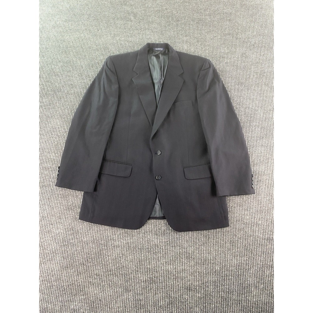 Vintage Burberrys Suit Jacket 46 R Navy Wool Striped Luxury Designer Sport